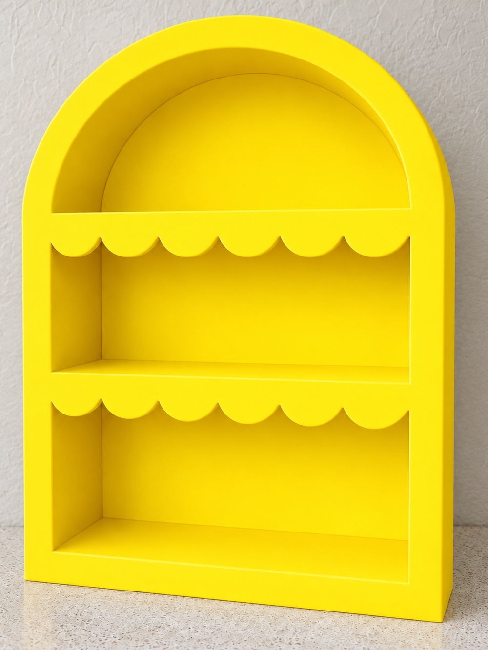 Yellow Arched Tabletop Shelf with Scalloped Tiers- new!